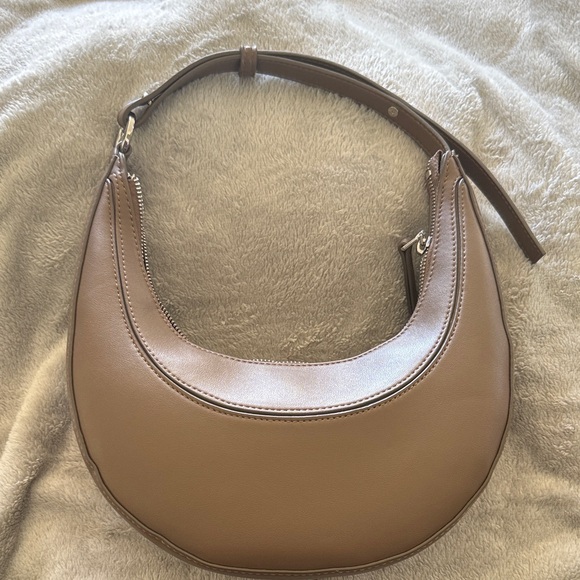 Mango Handbags - Mango Crescent Shoulder Bag in Taupe Brown